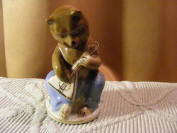 Ukrainian gorodnitsa porcelain figurine - bear with balalaika, 50s