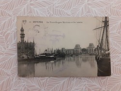 Old postcard 1912 Ostend harbor photo postcard