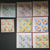39) Munich Olympics series of four stamps, Hungarian post office clean stamp row, many curved edges