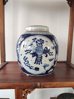 Old, hand-painted, Chinese ginger vase.