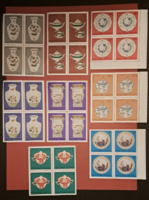38) 1972. Herendi porcelánok négyes bélyegsorozat, magyar posta tiszta bélyeg sor,  ívszéli is