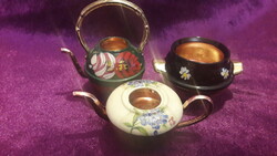 3 English painted miniature copper dishes (l3320)
