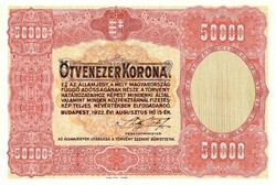 REPLIKA - 50 EZER KORONA, 1922, KIADATLAN, REKONSTRUKCIÓ !!!