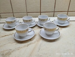 Kahla arannyal díszített kávéskészlet eladó! 6 db Porcelán csésze, tányérral eladó!