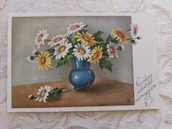 Régi képeslap 1944 levelezőlap virágmotívum margaréta