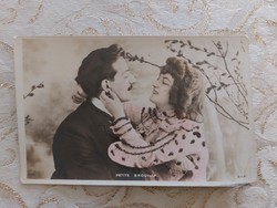 Old postcard glossy photo postcard couple in love