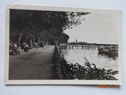 Old postcard: Balatonfüred, promenade with the harbor (1933)
