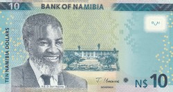 Namíbia 10 dollár, 2021, UNC bankjegy