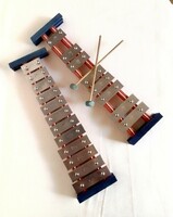 Régi retro fém zenei játék játékszer xilofon Metallophon hangszer német VEB Musikspielwaren
