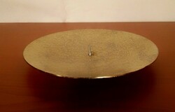 Retro metal candle holder with special surface pattern, marked olympia scale