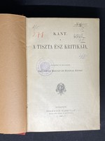 Criticism of pure reason, 1891 first Hungarian edition