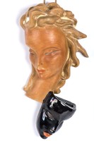 Illés László (1910-1944) art deco kerámia maszk fali plasztika - 1930