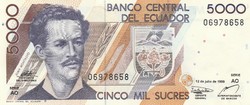 Ecuador 5000 sucres, 1999, UNC bankjegy