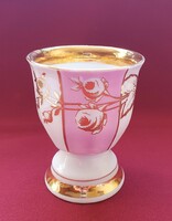 Rózsaszín porcelán váza gyertyatartó kehely csésze asztalközép arany széllel