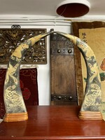 A wonderful pair of large Chinese water buffalo horns, Oriental, Asian, Japanese