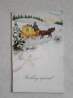 Old New Year postcard 1931 postcard horse carriage snowy landscape