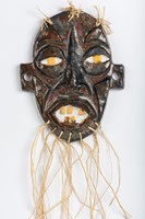 Bokros Júlia eozin mázas pirogránit kerámia fali maszk plasztika