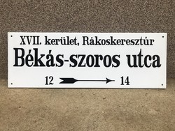 Békás-szoros utca (85 cm x 30 cm) - utcatábla, zománctábla (zománc tábla)