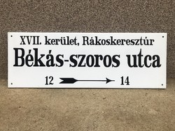 Békás-szoros street (85 cm x 30 cm) - street sign, enamel sign (enamel sign)