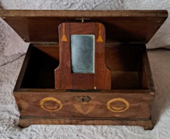 Antique Art Nouveau inlaid combing chest, cassette