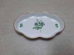 Herendi zöld virágmintás ZV porcelán tál