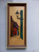 Festmény üvegre, Prágai Arany utca, Csermelyi Mária