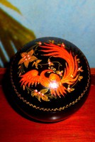Metal jewelry box with painted lid - firebird