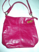 Vintage fuchsia colored genuine leather shoulder bag