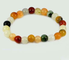 Real, 100% natural multi-color Thai jade bracelet 80.41ct (8mm round bead)