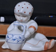 Zsolnay porcelain figure, girl with a jug