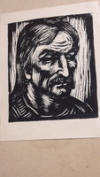 Réti Mátyás Linocut, Man's Head 1960