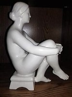 Large flawless seated female nude - patzay, marked