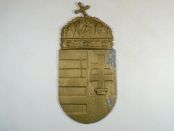 Régi Magyar címer-domború fali falidísz falra akasztható alu alumínium fém dísz dísztárgy hossz:23cm