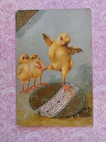 Régi húsvéti képeslap dombornyomott levelezőlap tojás csibe