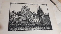 Réti Mátyás Linocut, Vajdahunyad Castle