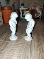 Porcelán fiú és lány szobrocska