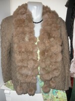 Valódi szőrme és gyapjú - mohair pelerin-szerű kabátka