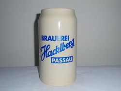 German ceramic beer mug 1 liter - brauerei hacklberg passau - approx. From the 1970s