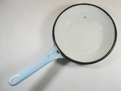 Retro régi zománcozott nyeles serpenyő sütő edény - jelzett - 17 cm átmérő
