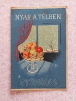 Old propaganda postcard summer in winter the fruit inscription postcard