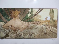Alfonz Mucha (1860-1939) Litográfia kiadó:Salon des Cent aLa Plume Páris! Keretben mérete:51 x 36 cm