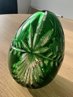 Ajka kristály zöld tojás, 11cm