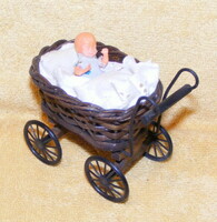 Stroller with a baby, baby furniture miniature