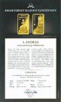 I. András - színarany emlékérem az "Arany királyok" sorozatból