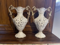 Antik nagy csodás Olasz Capodimonte váza pár.
