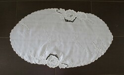 A snow-white, wonderful tablecloth decorated with Richelieu embroidery - 78 cm x 45 cm