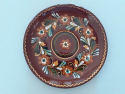 Old Hódmezővásárhely brown ceramic wall plate wall decoration hmv folk plate