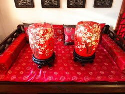 A pair of traditional Chinese porcelain seats.