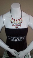 Red and white necklace, necklace