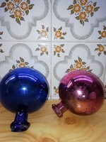 2 old glass rose balls 11 cm /for lecsospiskota/